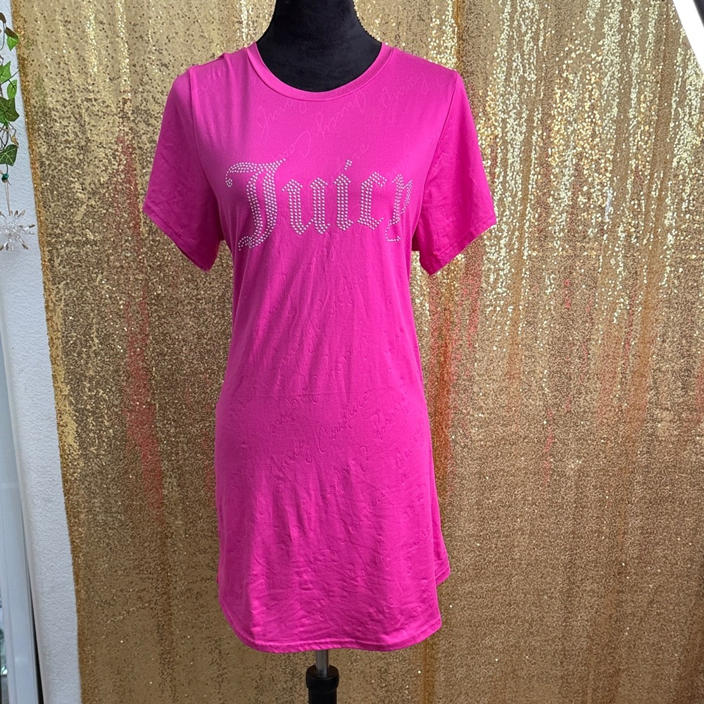 Juicy Couture Rhinestone logo Nightshirt In Hot Pink